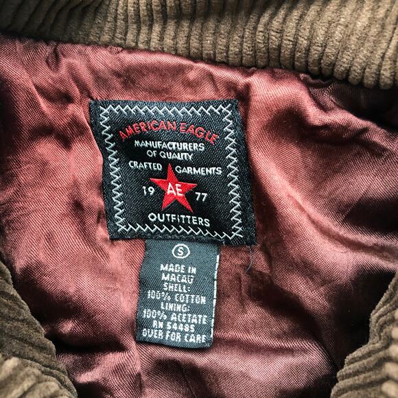 American Eagle Corduroy Jacket Women's Small S Long Sleeve Lined Pocket Brown - Picture 3 of 8